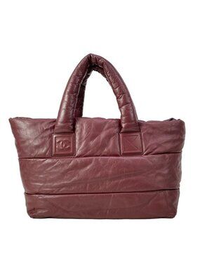 Chanel Tote Coco Cocoon MM Gold Silver Lambskin Bordeaux